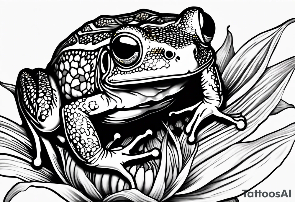 Sunflower tree frog tattoo idea