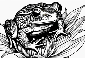 Sunflower tree frog tattoo idea