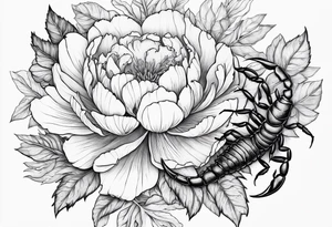 Scorpion and peony flower tattoo idea