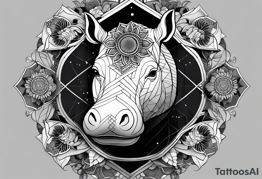 Very asymmetrical, +geometric pattern, with realistic full moon, with hippo at side look, +tribal, +geometric, +inkart , +blackwork, +grey scale
with wintersweet flower bud, +portrait orientation, +inkart touch, tattoo idea