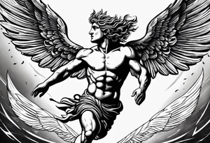 icarus greek god flying into the sun and falling tattoo idea