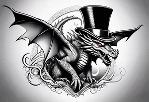 Dragon in a top hat tattoo idea