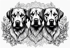 A three headed dog standing in fire tattoo idea