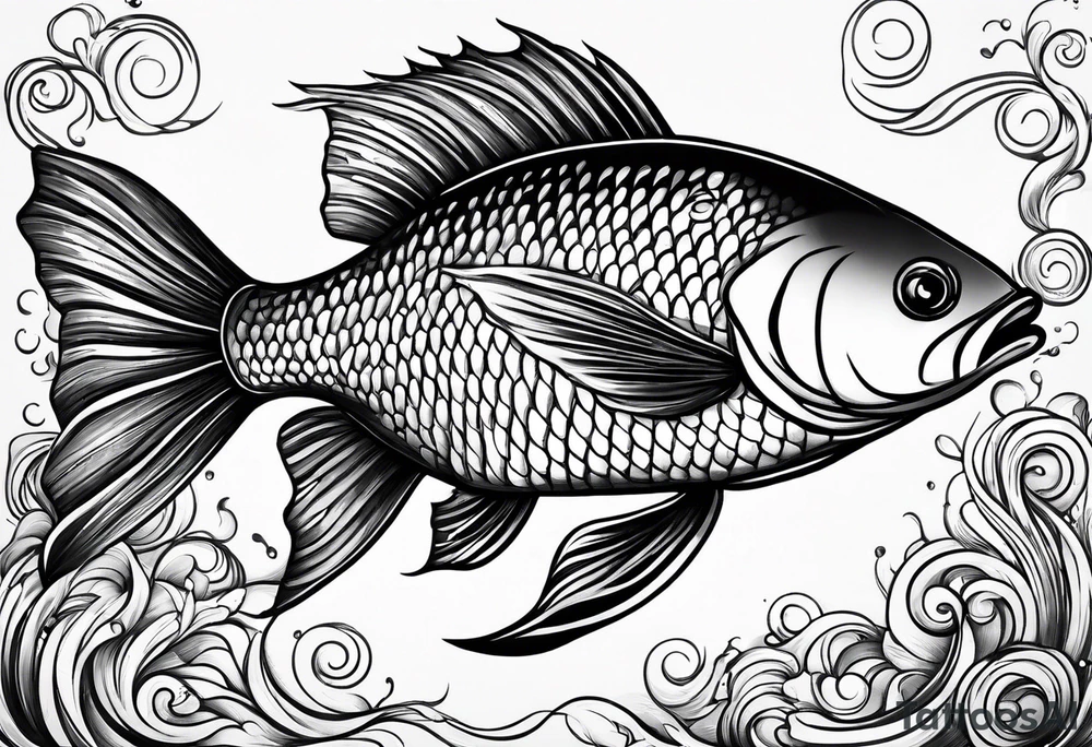 Swimming fish that is curved tattoo idea