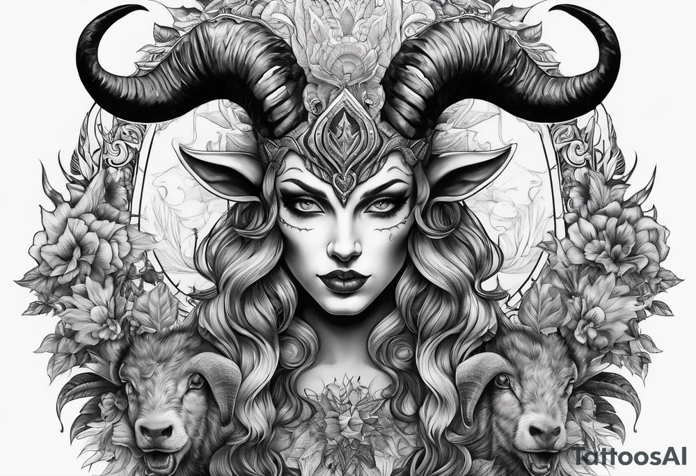 Devil with goat horns tattoo idea