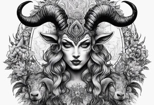 Devil with goat horns tattoo idea
