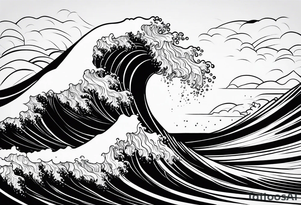 Single line ocean wave tattoo idea