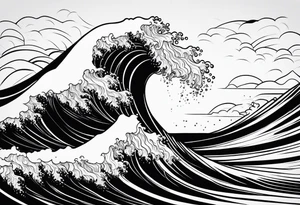 Single line ocean wave tattoo idea