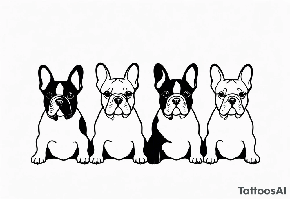 silhouette of three French bulldogs tattoo idea