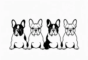 silhouette of three French bulldogs tattoo idea