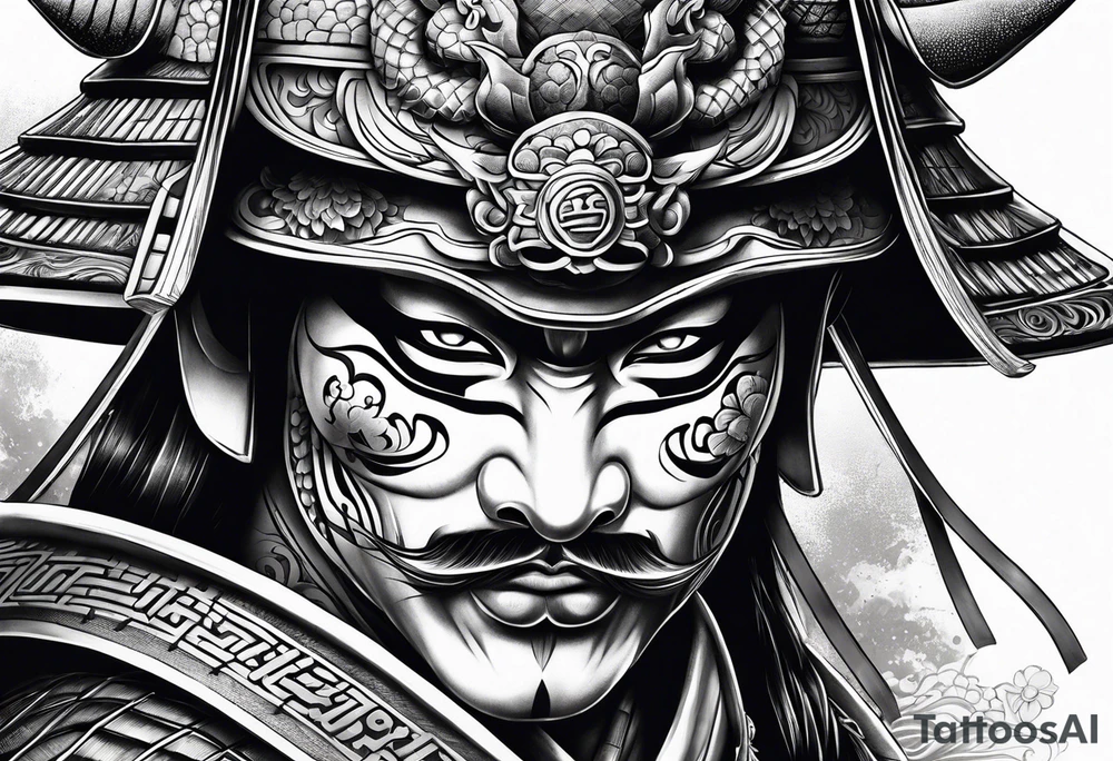 Japenese henya mask samurai tattoo idea