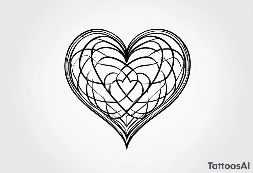 6 connecting hearts tattoo idea