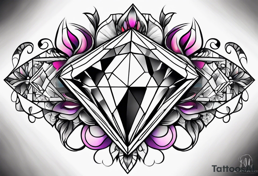Fancy girly diamonds and gemstones tattoo idea