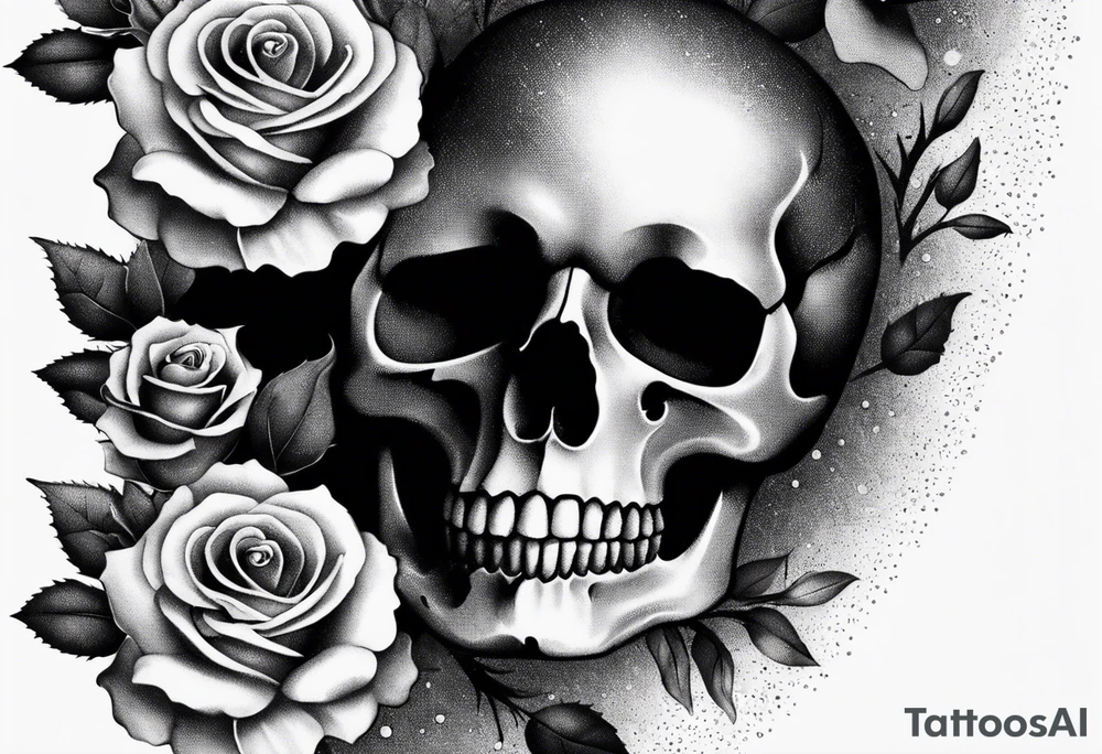 skull and roses tattoo idea