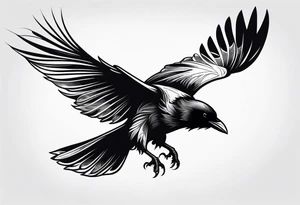 Dramatic Raven in Flight tattoo idea