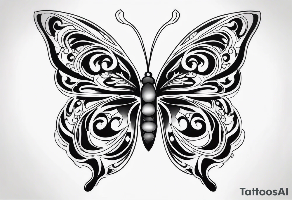 Butterfly with flames tattoo idea