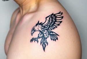 magastic eagle with paper in ita claws tattoo idea