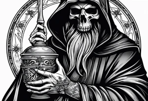 Grim reaper holding a snow flake tattoo idea