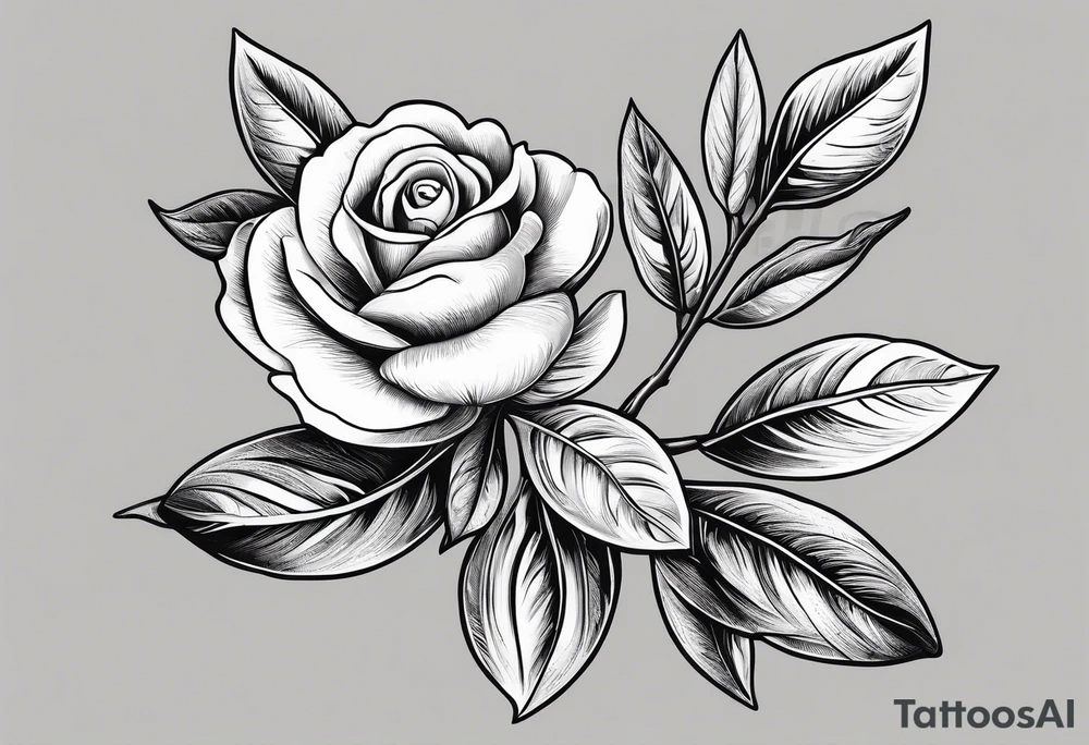 Olive branch with a small rose tattoo idea