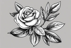 Olive branch with a small rose tattoo idea