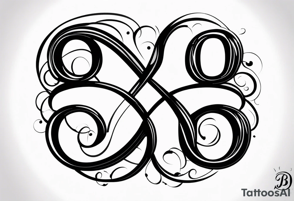 Infinity symbol with a letter B and 2 letter J’s tattoo idea