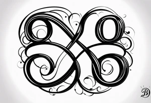 Infinity symbol with a letter B and 2 letter J’s tattoo idea