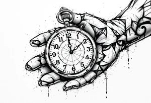 draw a stop watch time piece on the back of a hand opposite of the palm tattoo idea