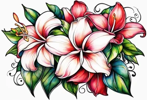 abstract mandevilla flowers on a vine tattoo idea