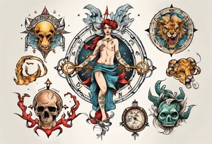 zodiac full arms tattoo idea