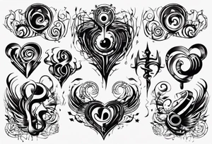 music stave hearth tattoo idea