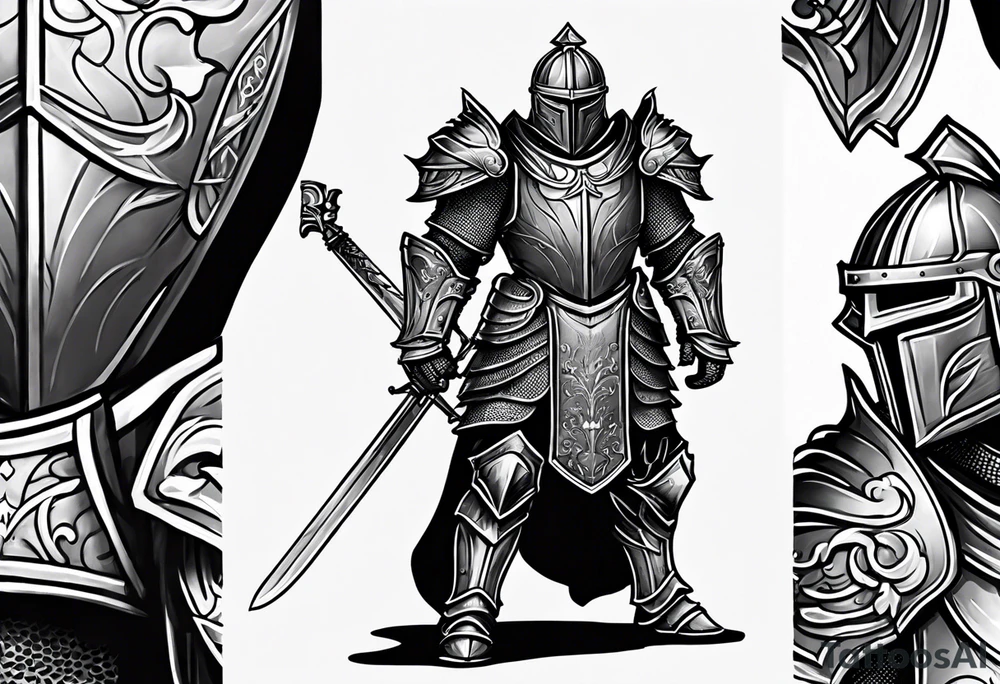 knight in heavy armor full body tattoo idea
