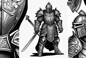 knight in heavy armor full body tattoo idea