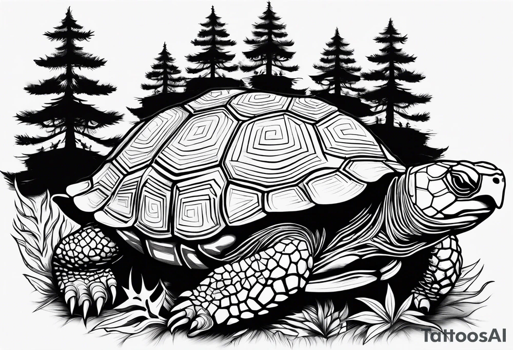 Tortoise with trees tattoo idea