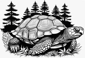 Tortoise with trees tattoo idea