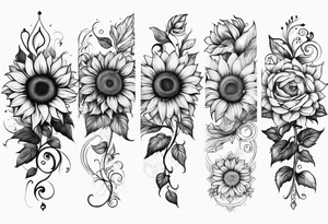 Leg sleeve sunflower tattoo idea