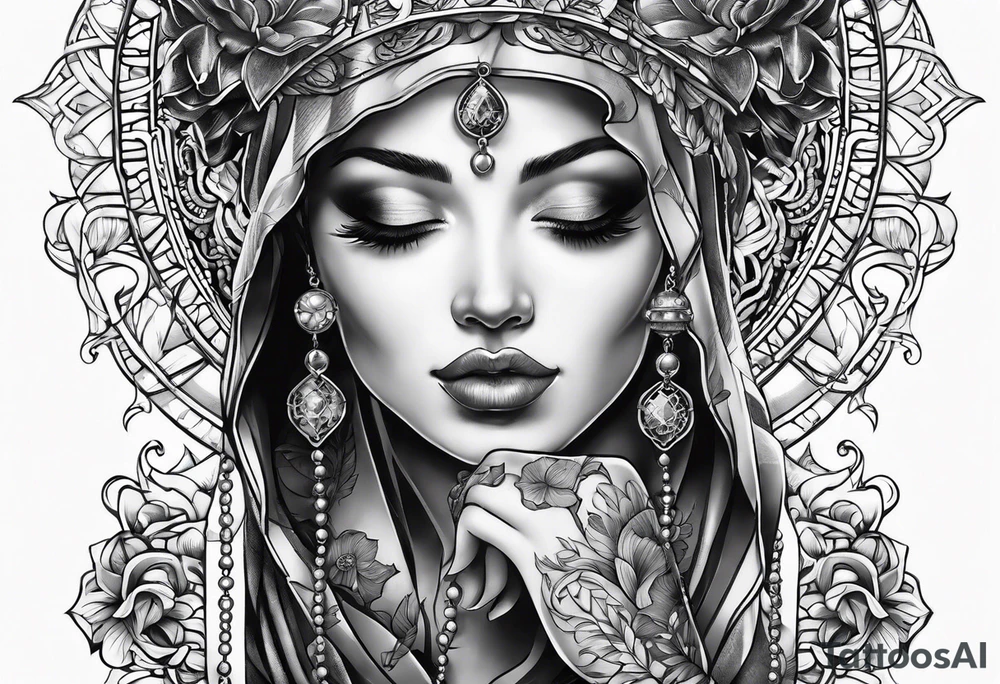 Rosary around hand tattoo idea