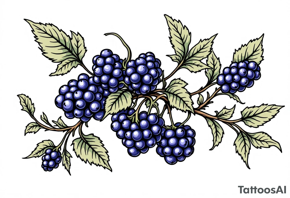 American traditional style Blackberry vine in a line tattoo idea