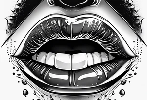 lips dripping wet tattoo idea