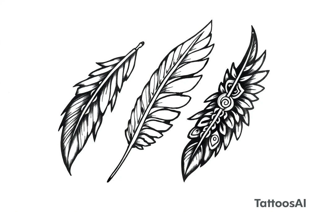 spiritual feathers ornamental indian shaman rune tattoo idea