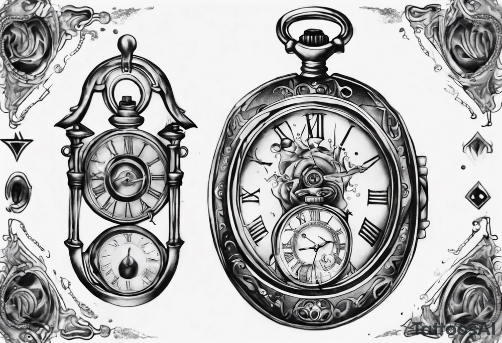 Roman numeral 4 on antient pocket watch tattoo idea