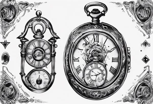 Roman numeral 4 on antient pocket watch tattoo idea
