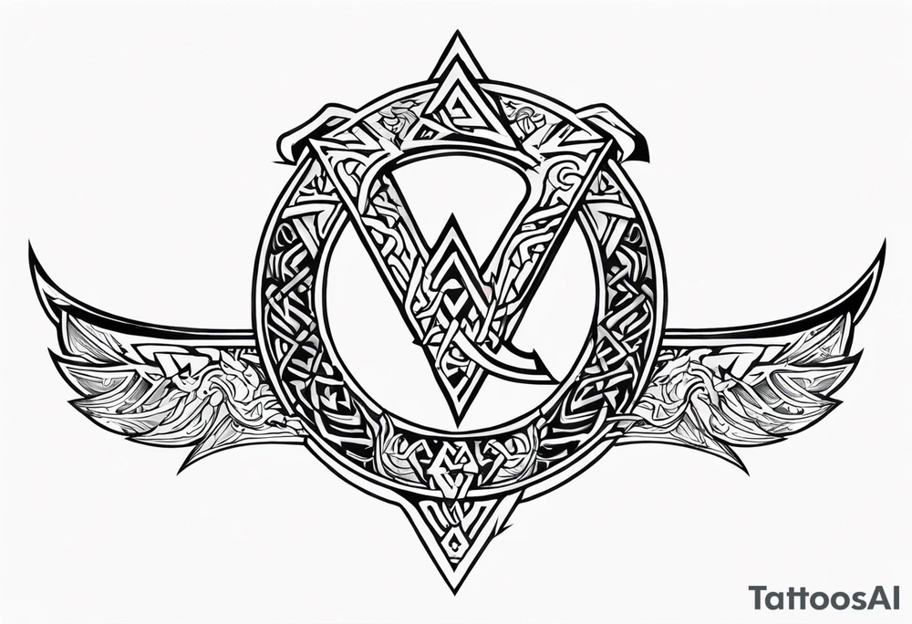 Valhalla sword 
 dragon axe Valknut tattoo idea