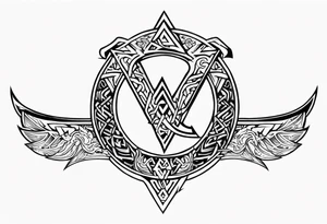 Valhalla sword 
 dragon axe Valknut tattoo idea