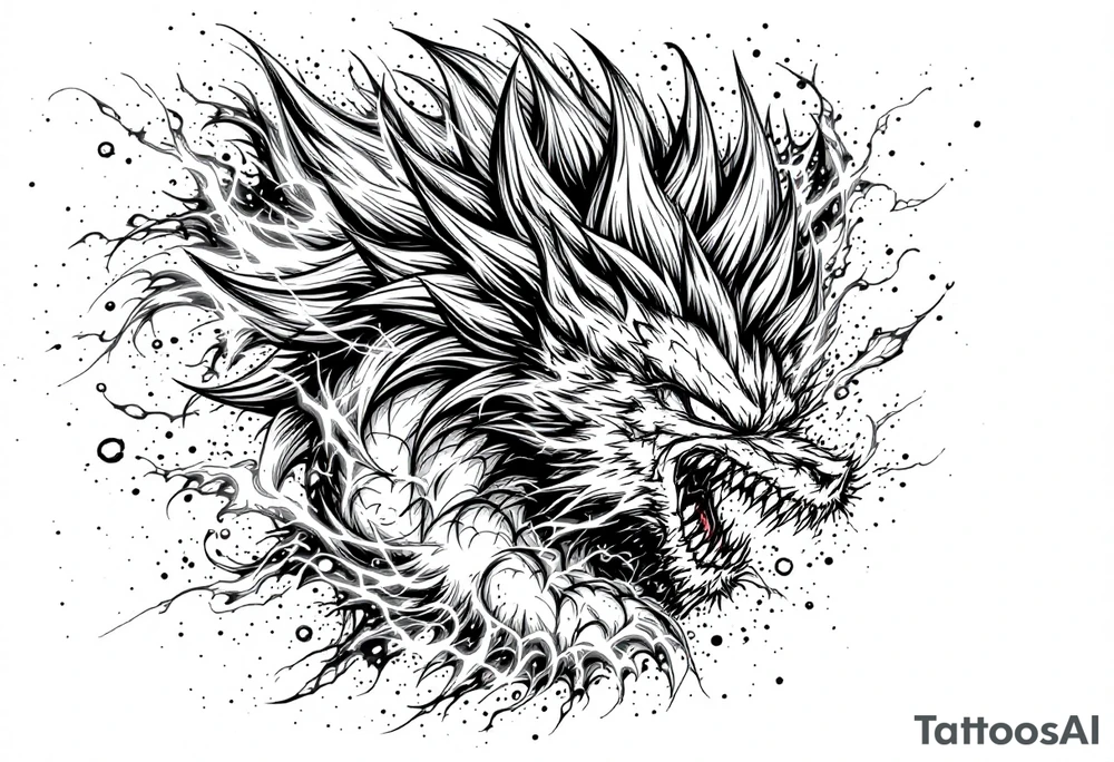 legendary dragonball z with energy aura and power effects tattoo idea