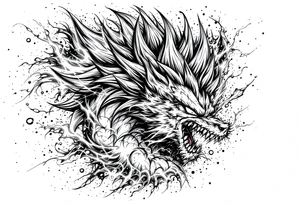 legendary dragonball z with energy aura and power effects tattoo idea