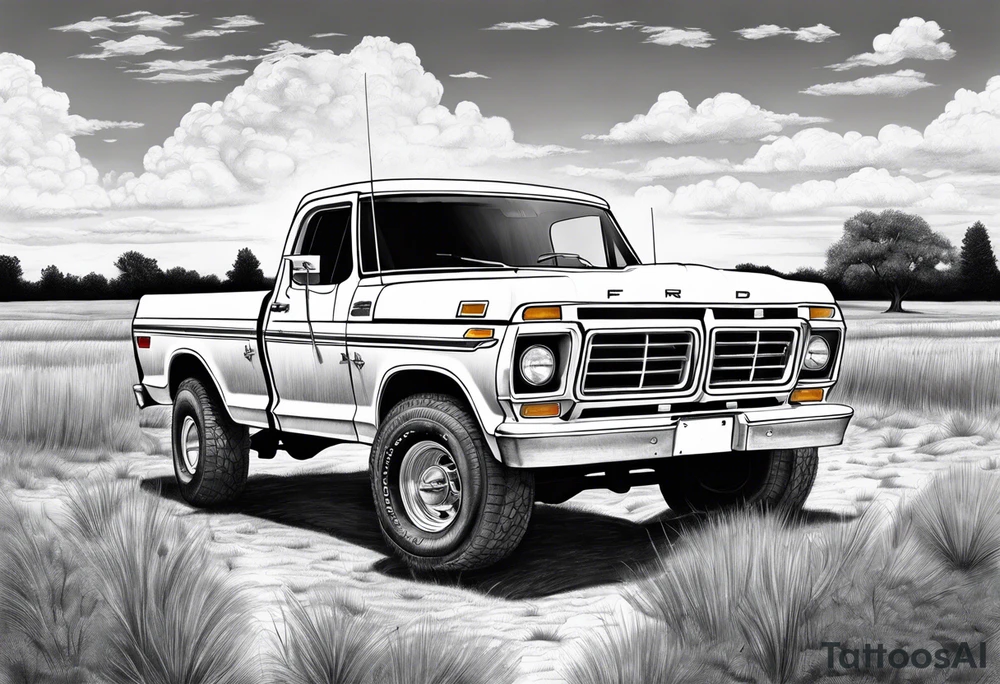 1974 ford f-100 in field tattoo idea