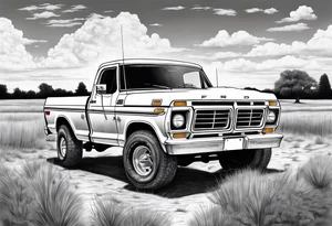1974 ford f-100 in field tattoo idea