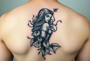 Poison ivy from batman sketch style tattoo idea