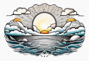 CLOUDS WITH SUN over ocean AMERICAN TRADITIONAL tattoo idea