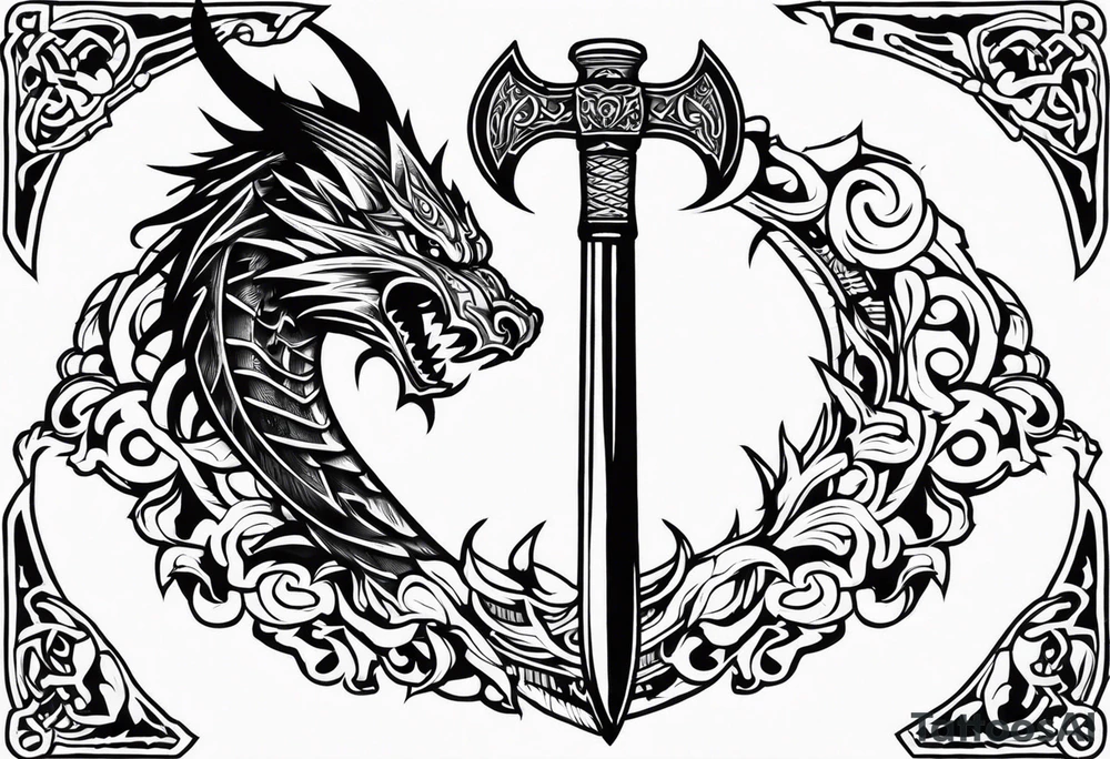 Valhalla  warrior   Sword axe
 Dragon tattoo idea